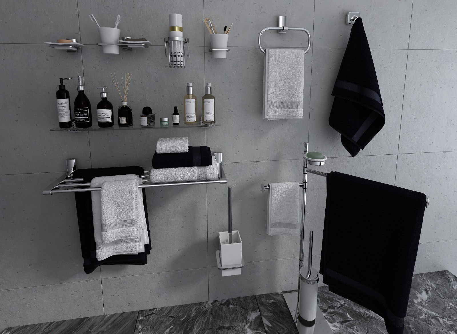 The bathroom accessories