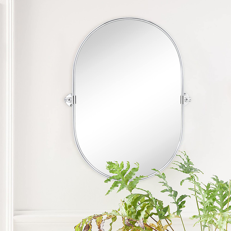 Oval rotating mirror tilting bathroom vanity mirror