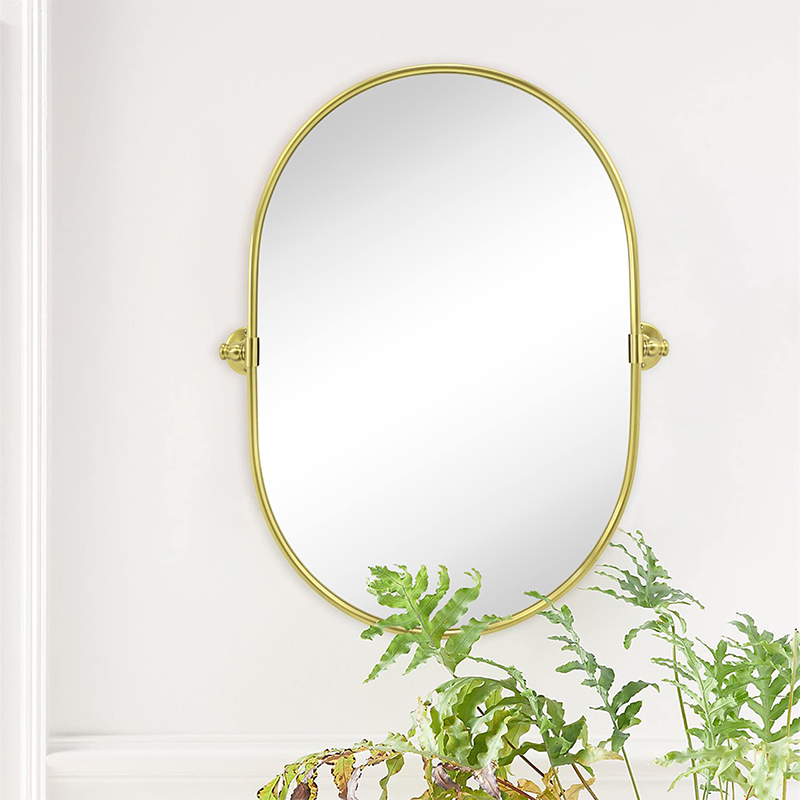 Oval rotating mirror tilting bathroom vanity mirror