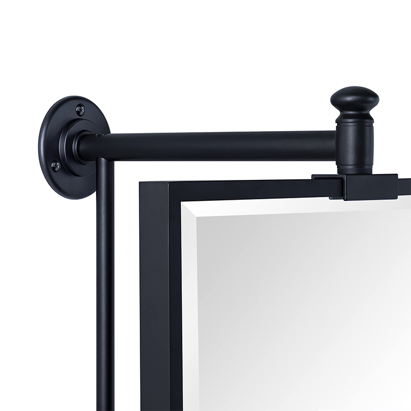 Black bevel rectangular pivot tilts mirror