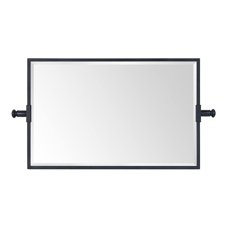 Black bevel rectangular pivot tilts mirror