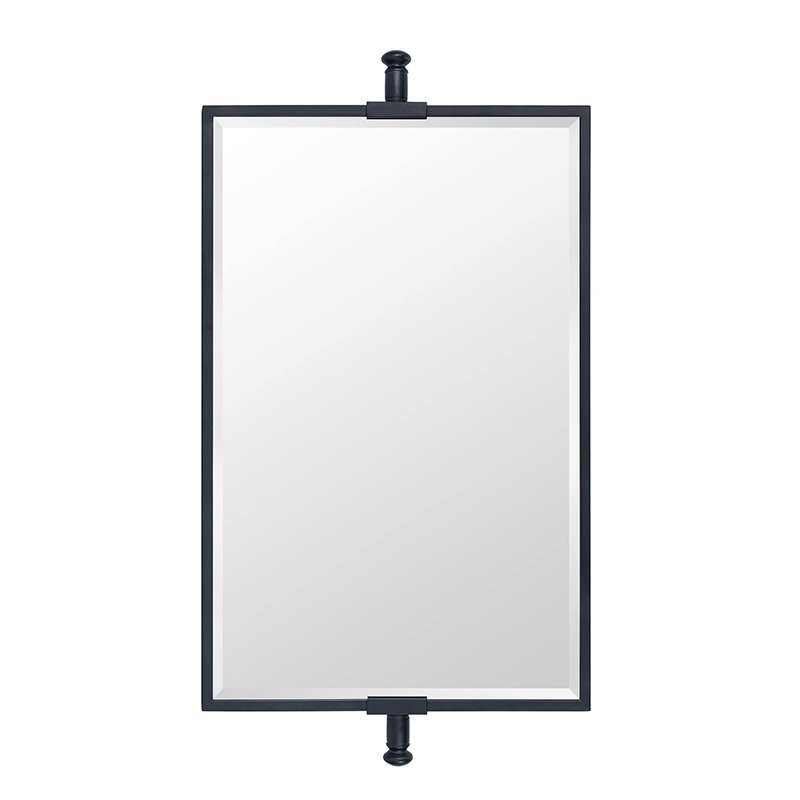 Black bevel rectangular pivot tilts mirror