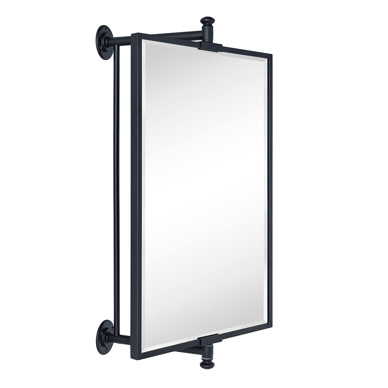 Black bevel rectangular pivot tilts mirror