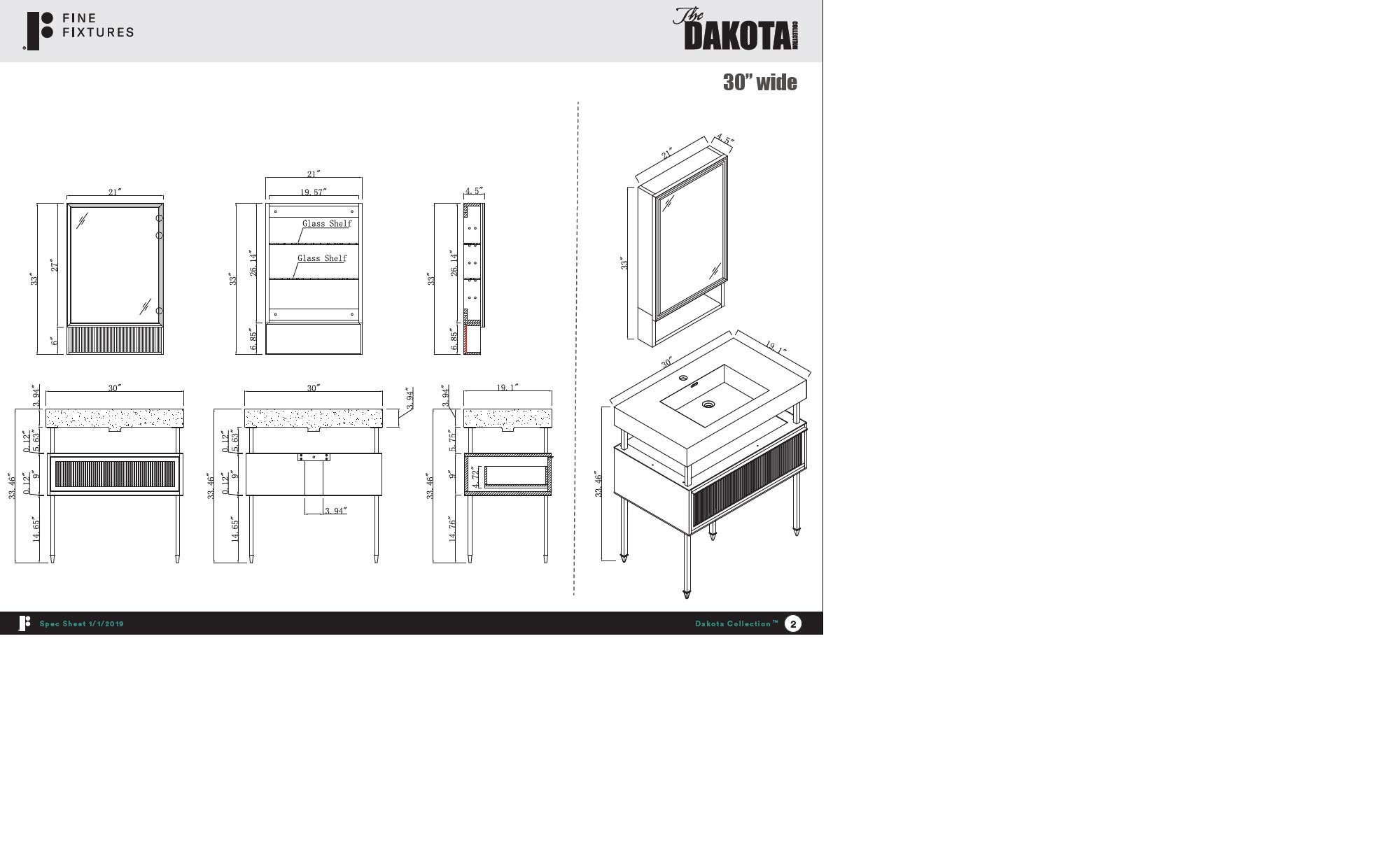 Reach 24 inches for bathroom dresser