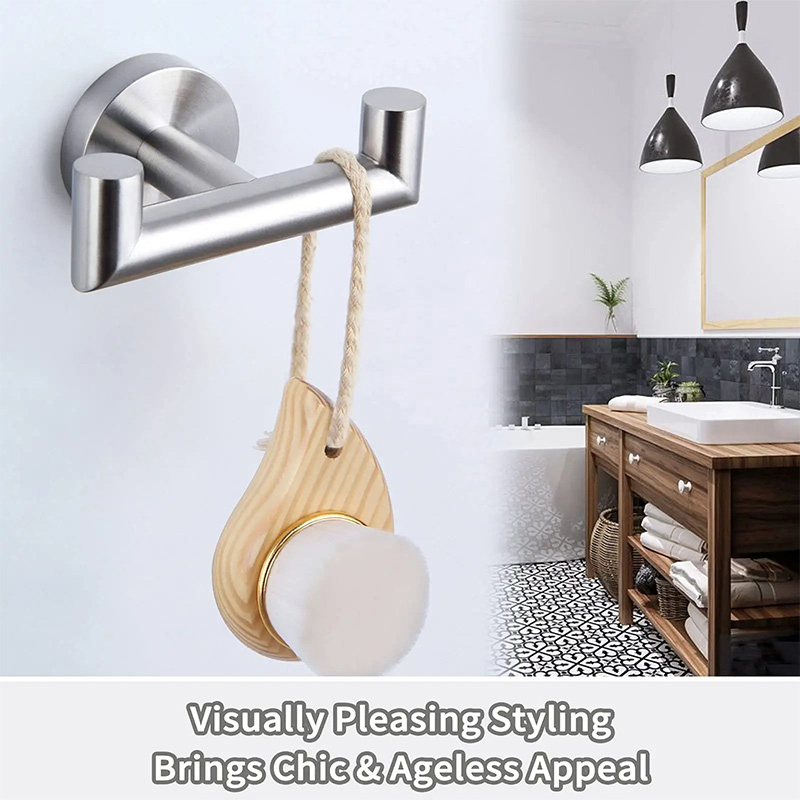 Double towel hook stainless steel brushed