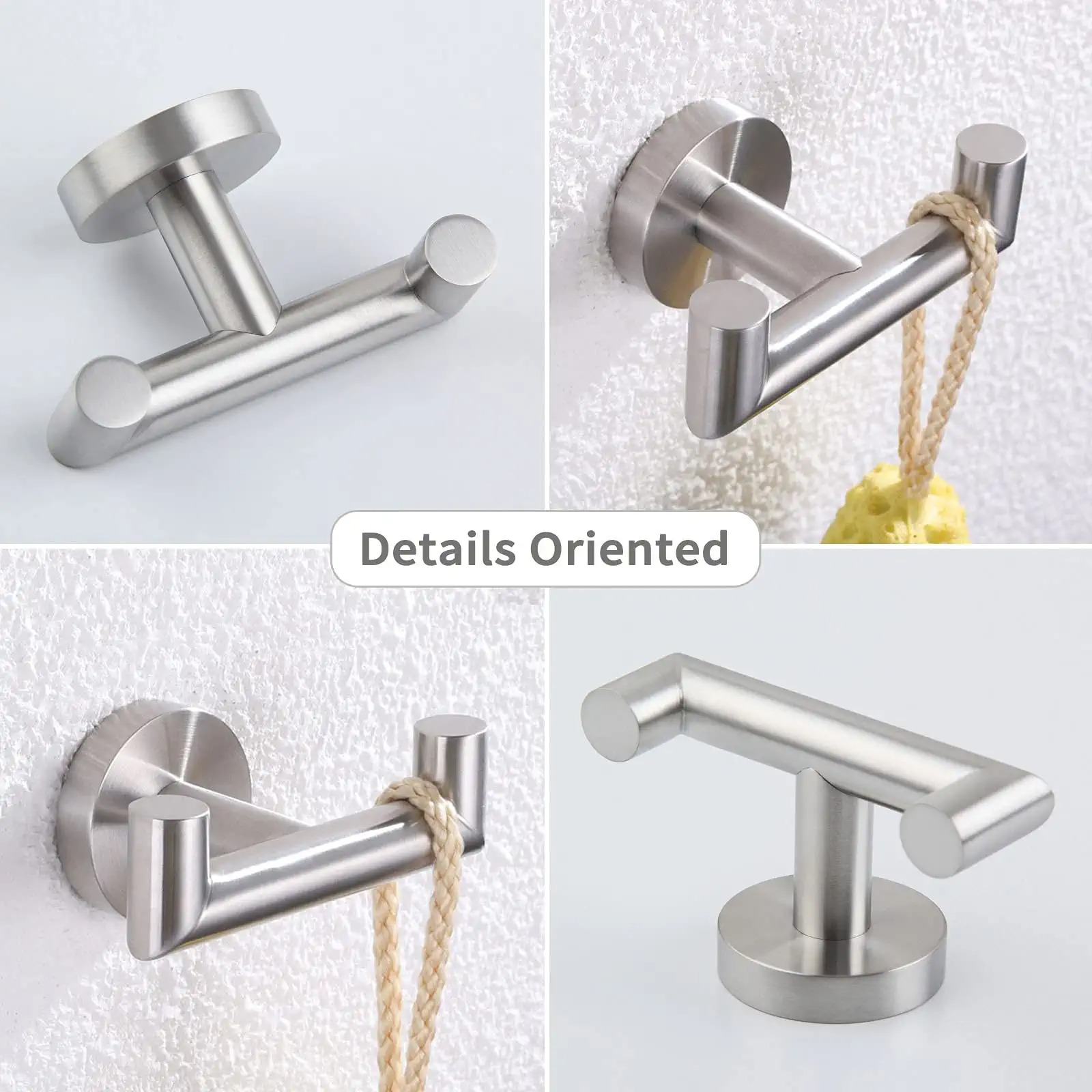 Double towel hook stainless steel brushed