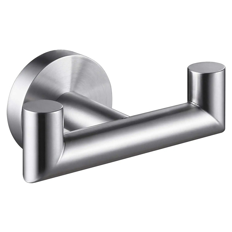 Double towel hook stainless steel brushed