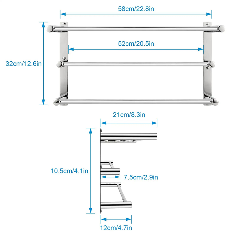 bathroom towel rack with tower rod 3 tier