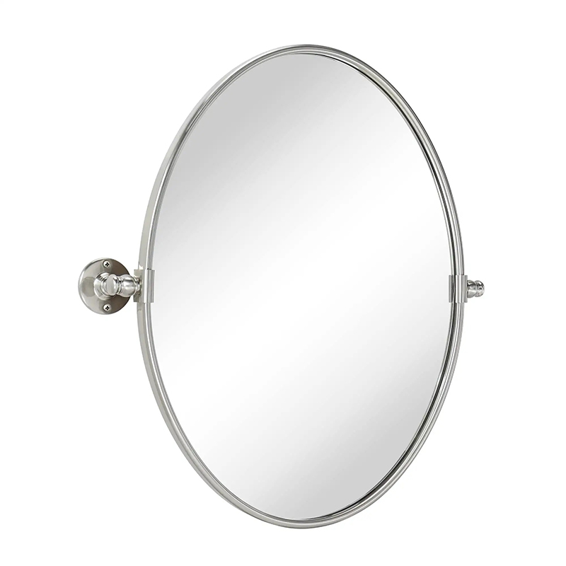 Oval tilting vanity mirror