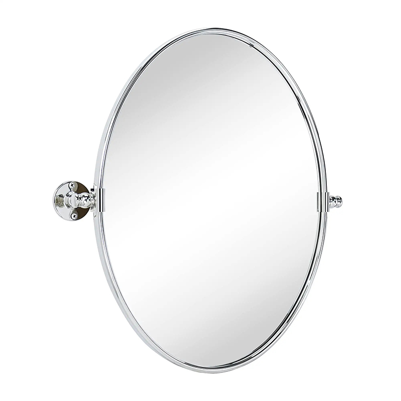 Oval tilting vanity mirror