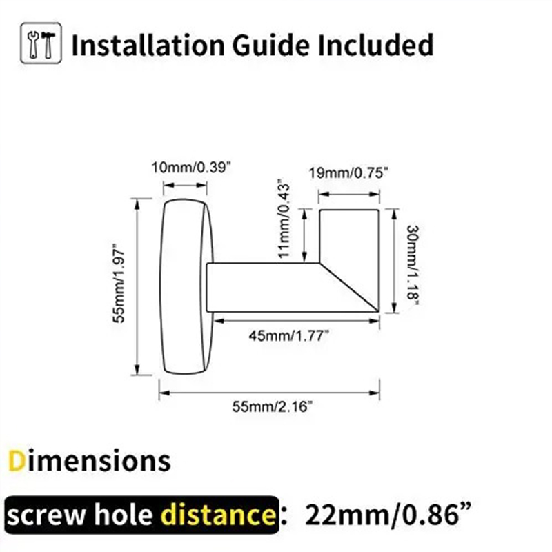 Bathroom Coat Hook SUS 304 Stainless Steel Matte Black