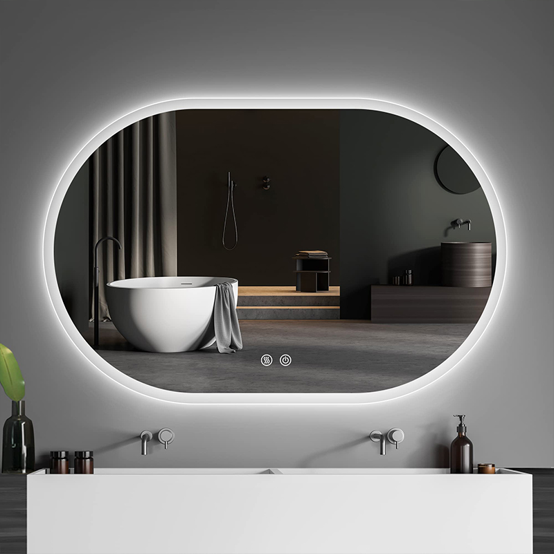 Wall Mounted Oval Vanity Mirror with Backlight,