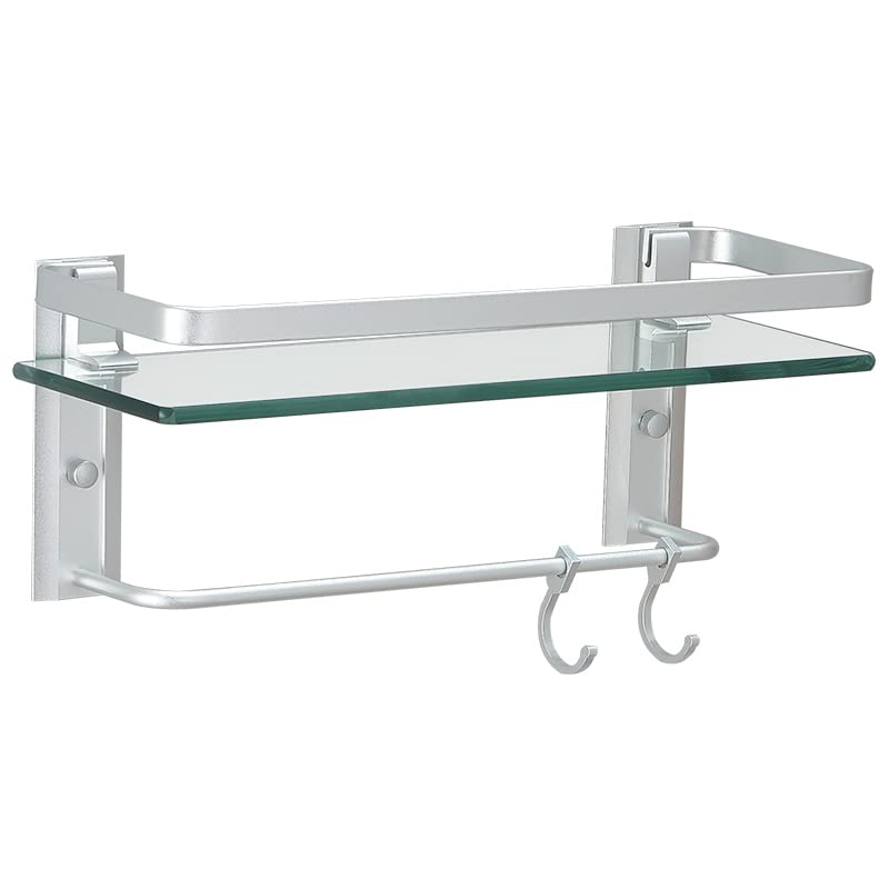 Tempered glass bathroom rack with towel rail