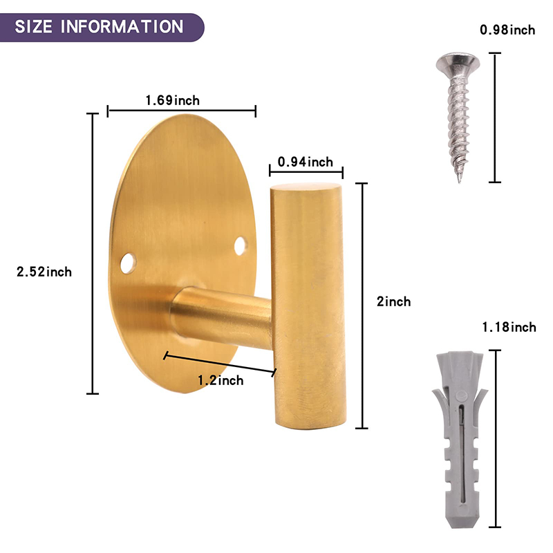 Brushed Gold Stainless Steel Towel Hook