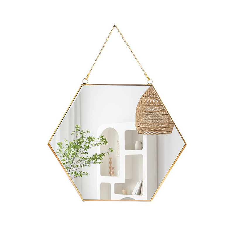 Hexagonal Mirror Decorative Gold Geometric Mirror