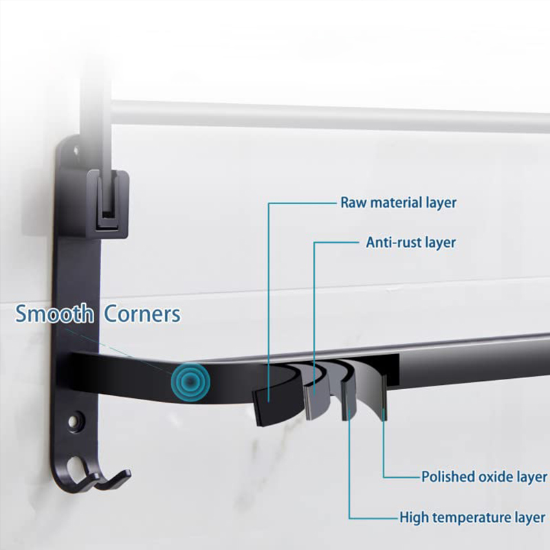 Bathroom towel rack 24 inch, towel bar double shelf