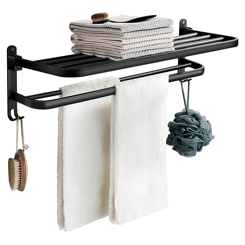 Bathroom towel rack 24 inch, towel bar double shelf