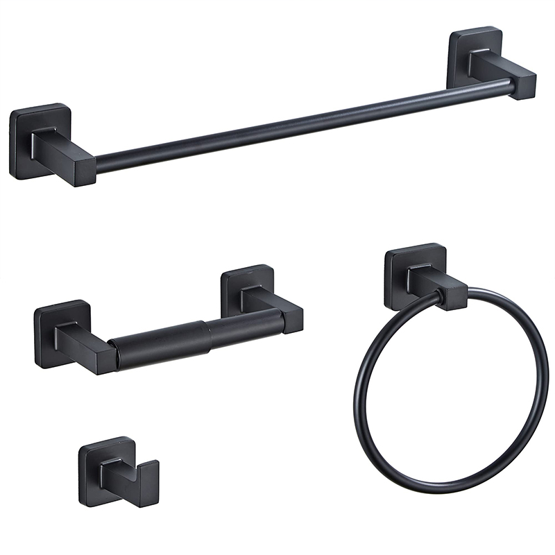 Matte Black Bathroom Stainless Steel Set 4 Pieces,