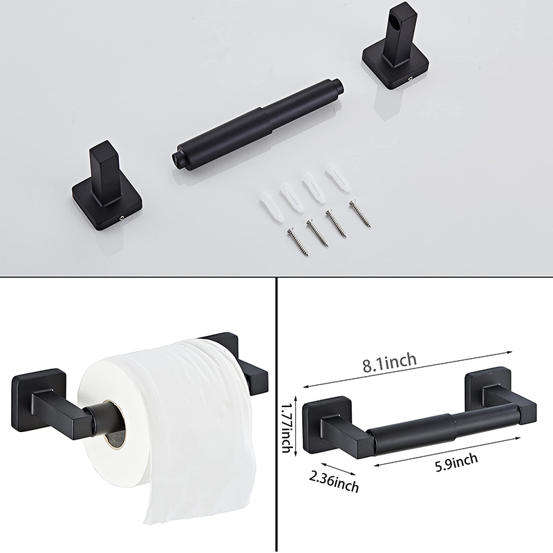 Matte Black Bathroom Stainless Steel Set 4 Pieces,