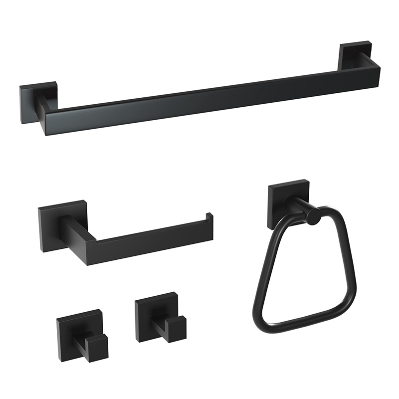 5-Piece matte black bathroom accessories