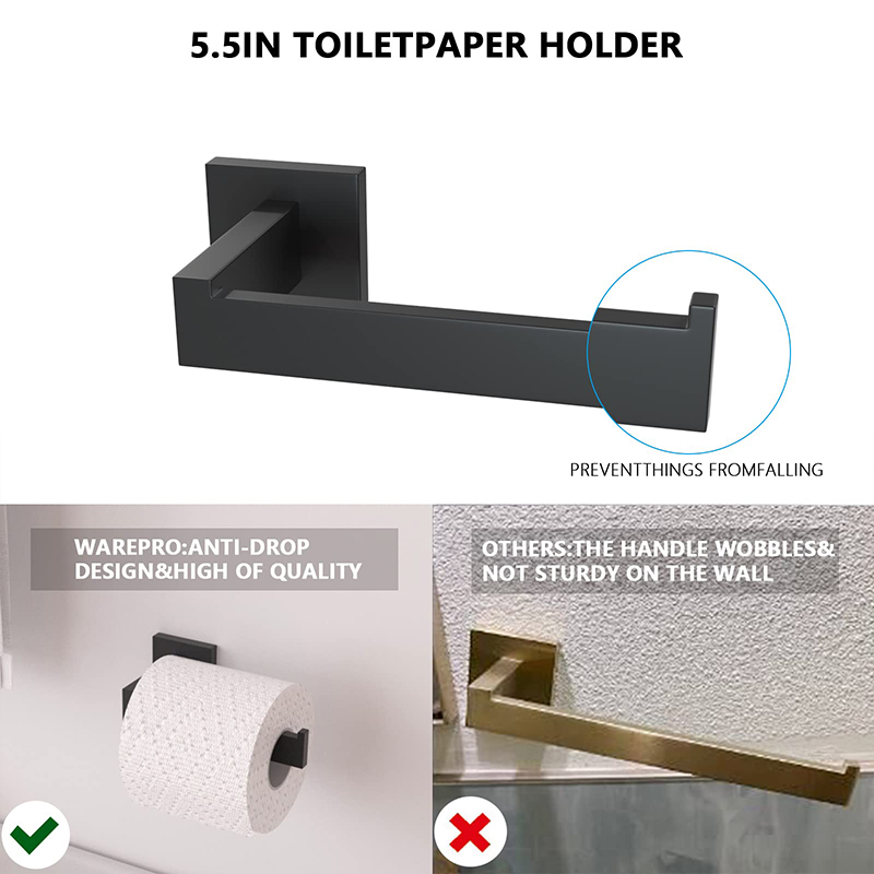 5-Piece matte black bathroom accessories