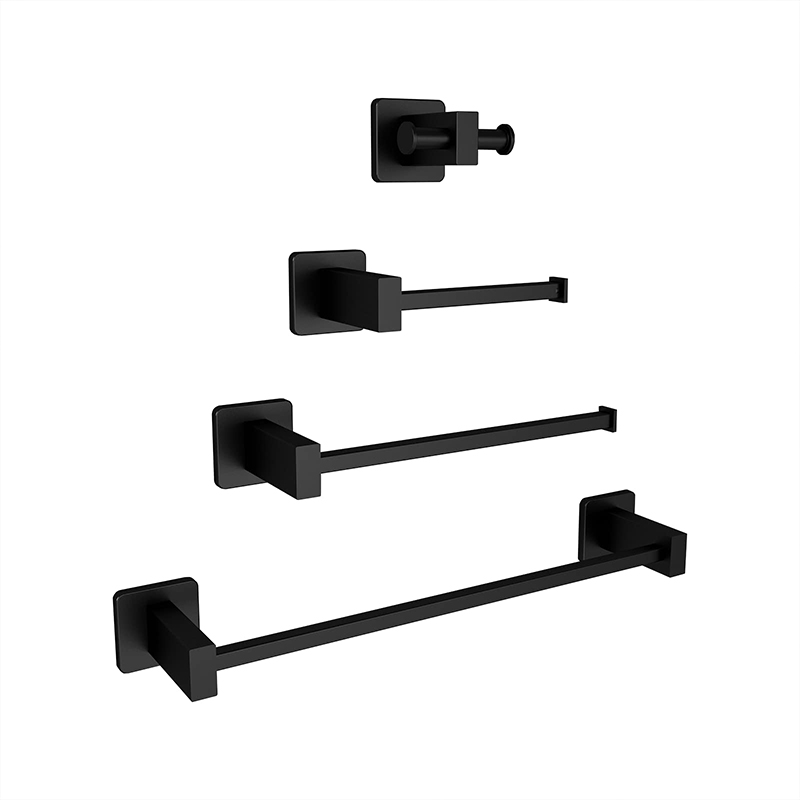 4 Piece Set Matte Black Bathroom hardware set