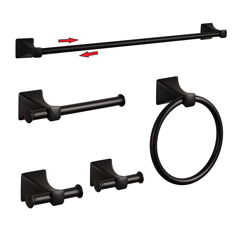 Black Adjustable Towel Bar Set