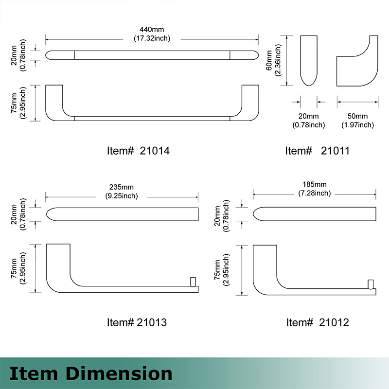 4-piece bathroom accessory set, wall-mounted 17-inch towel bar