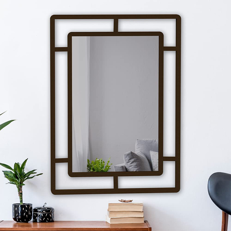 Rectangular stainless steel metal wall-mounted mirror 33