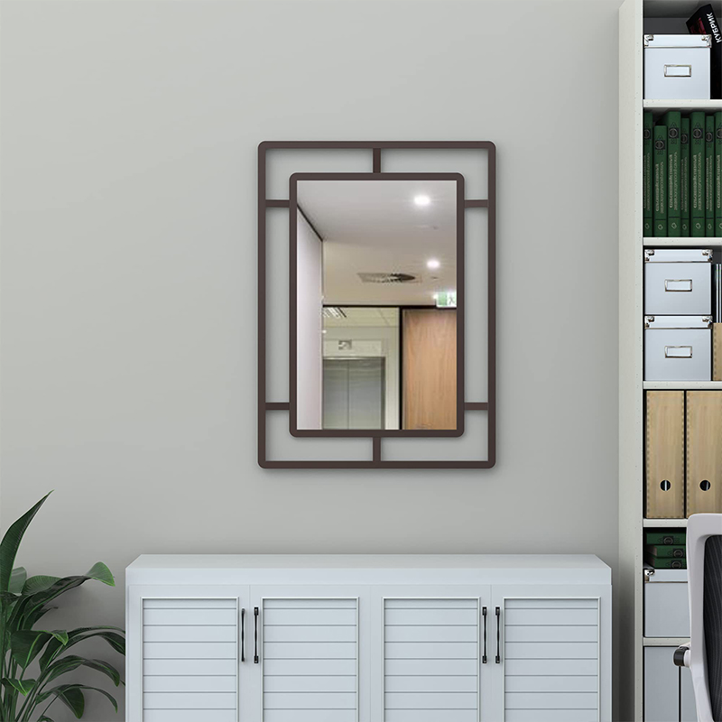 Rectangular stainless steel metal wall-mounted mirror 33