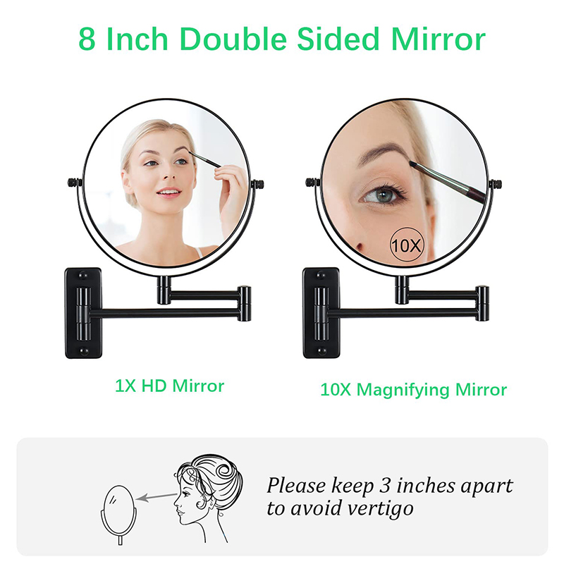 Wall - mounted cosmetic mirror retractable double - sided mirror