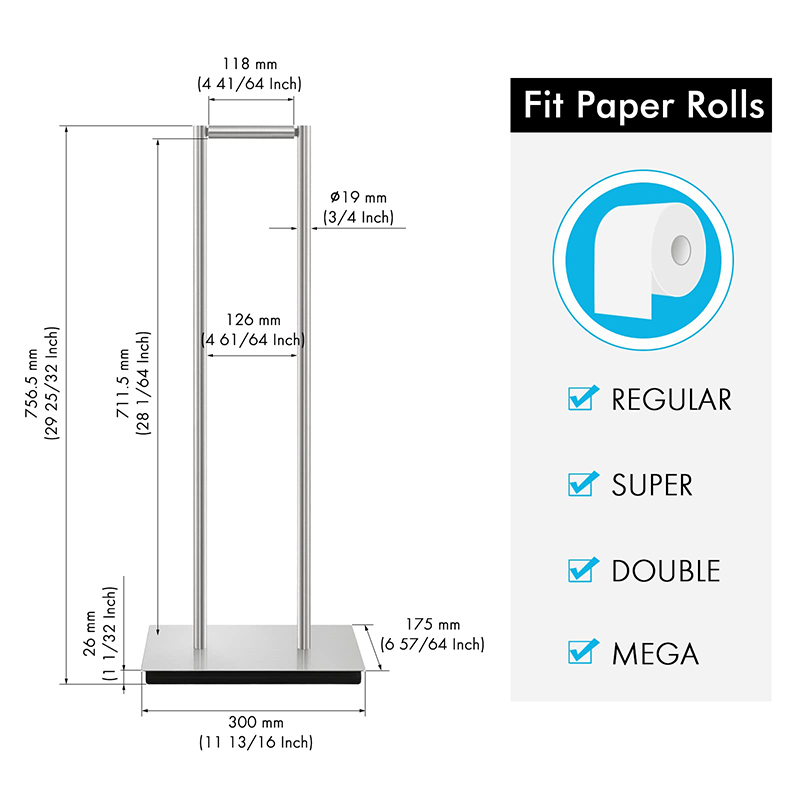 Toilet paper holder bracket stainless steel brushed