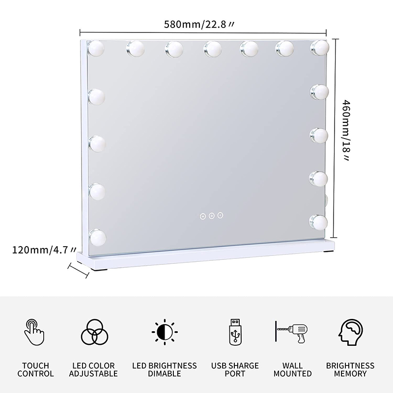 Cosmetic mirror with lights with lights cosmetic mirror dimmable