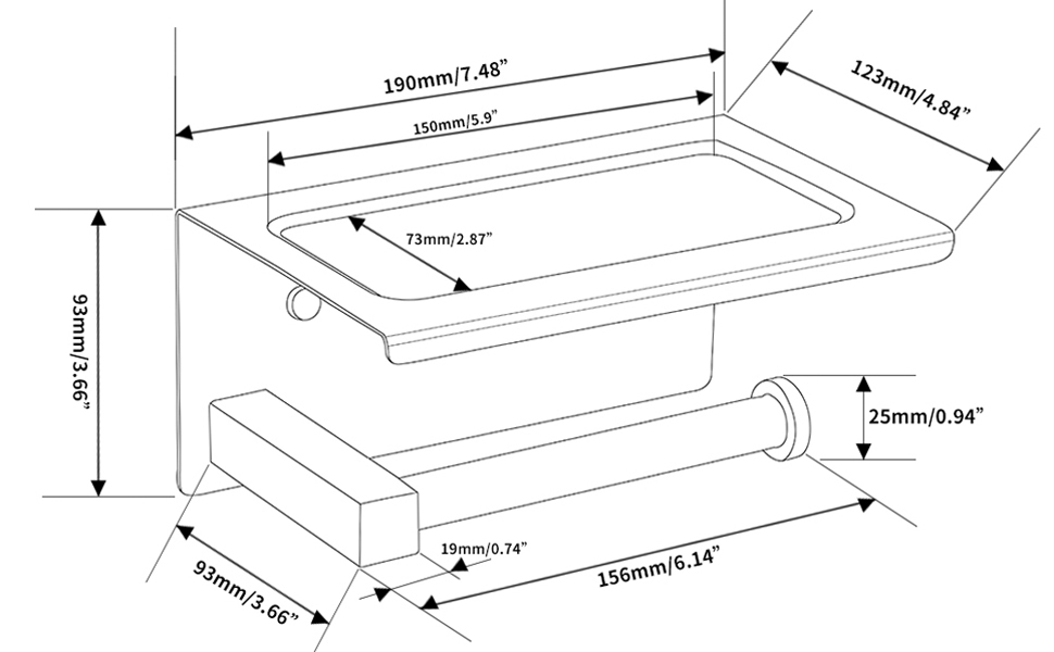 Toilet paper holder with shelf