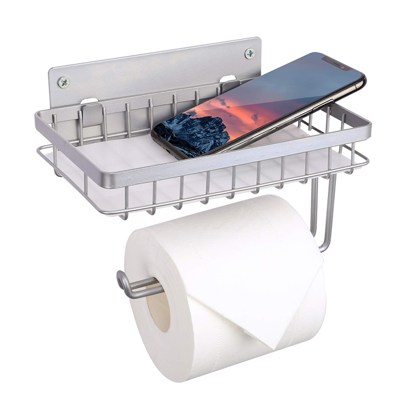 Toilet paper holder with shelf