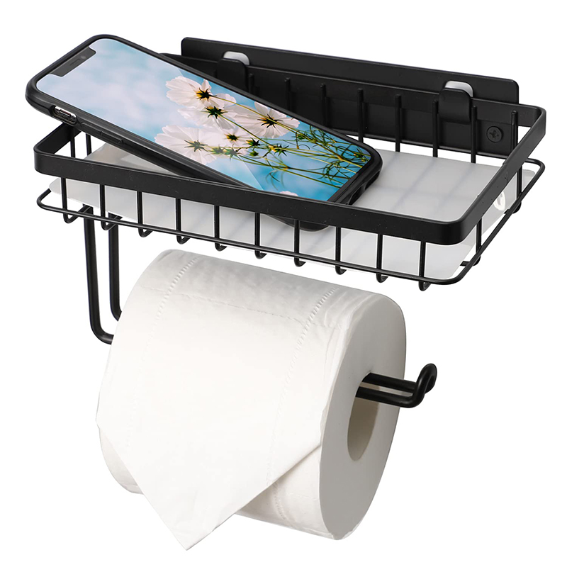 Toilet paper holder with shelf