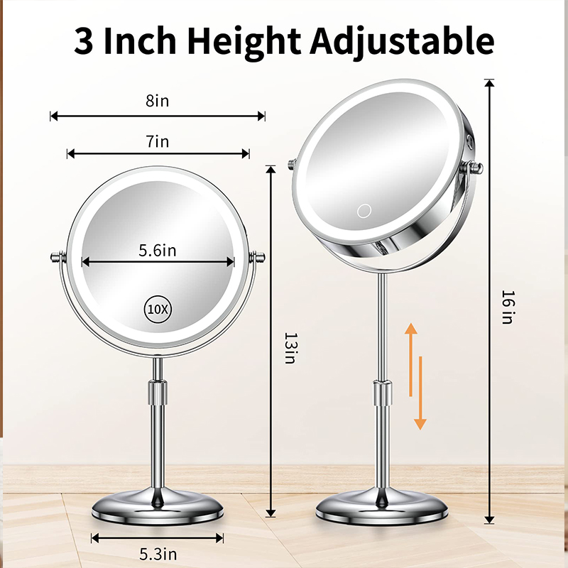 Supply Height adjustable LED makeup mirror 7" Wholesale Factory