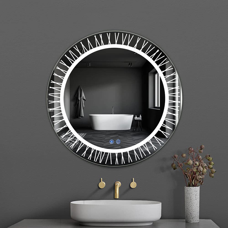 LED bathroom mirror, 24-inch round vanity mirror