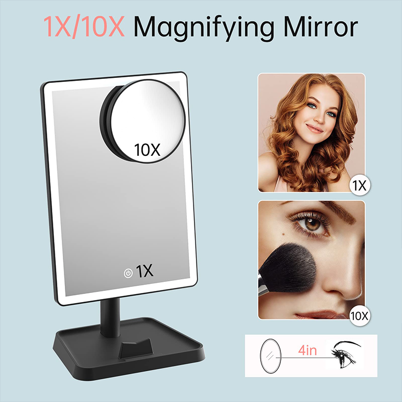 Rechargeable makeup mirror with light, 360° rotation