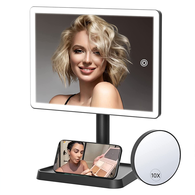 Rechargeable makeup mirror with light, 360° rotation