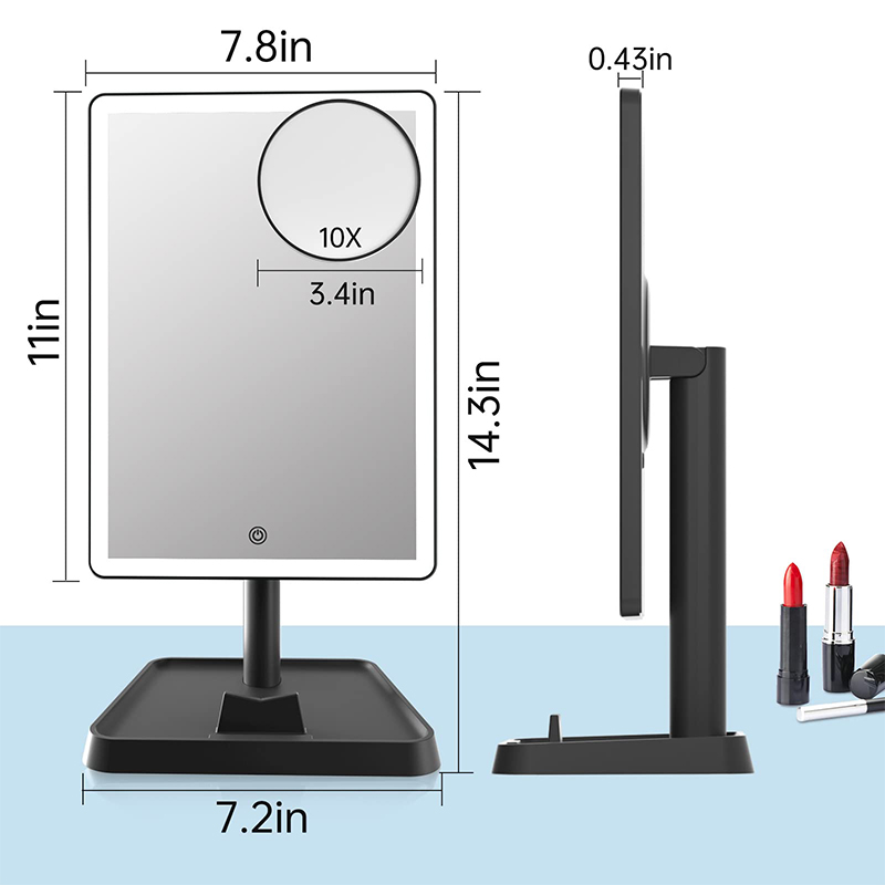 Rechargeable makeup mirror with light, 360° rotation