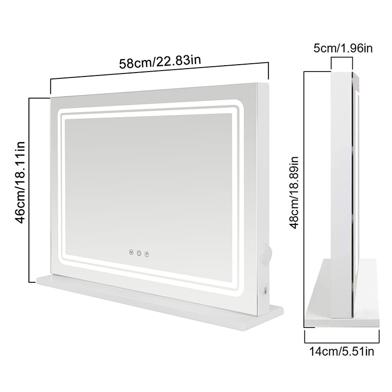 Desktop or wall-mounted makeup mirror with light