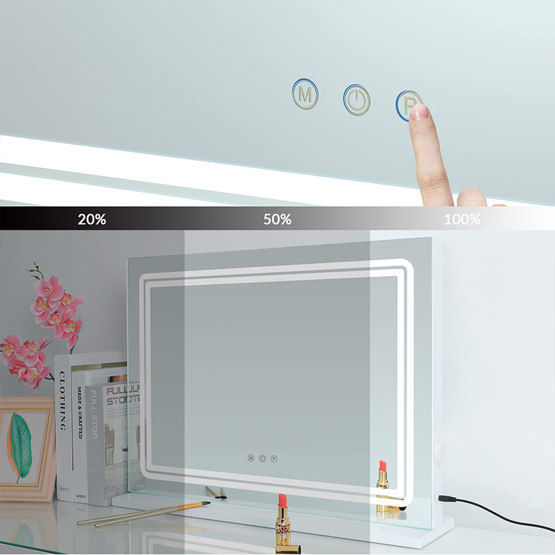 Desktop or wall-mounted makeup mirror with light