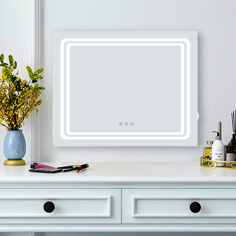 Desktop or wall-mounted makeup mirror with light