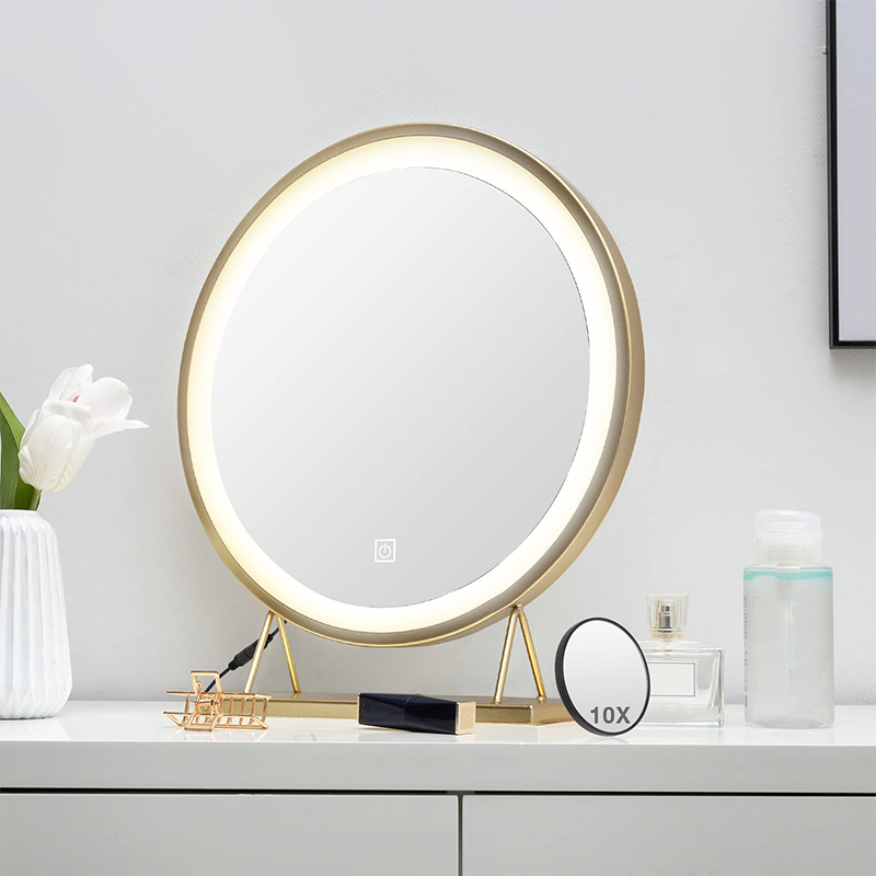 Round with 10x magnifying mirror led makeup mirror