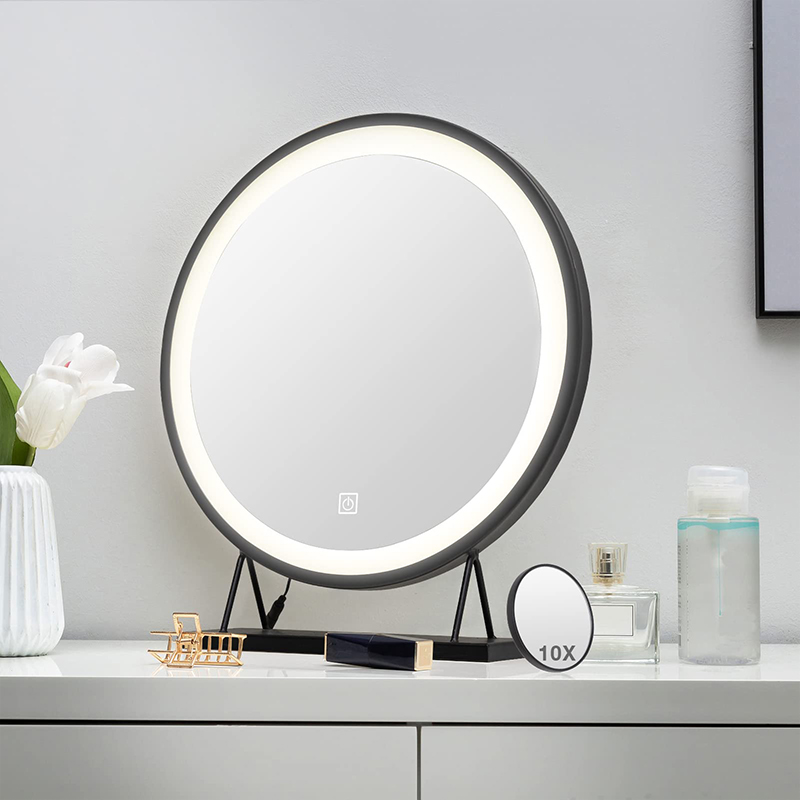 Round with 10x magnifying mirror led makeup mirror