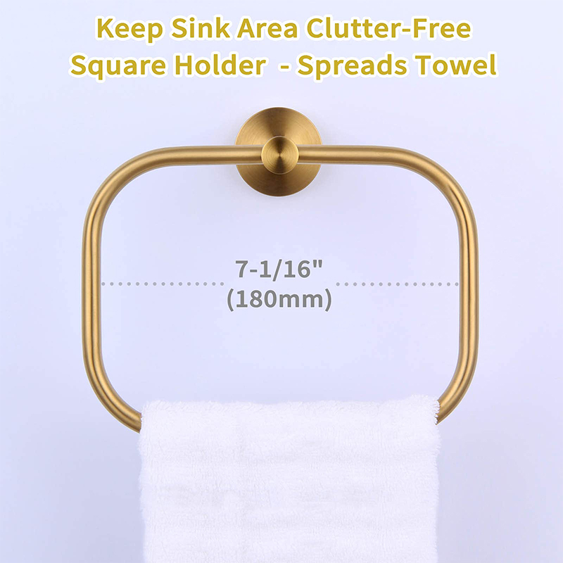 Square towel ring brushed gold