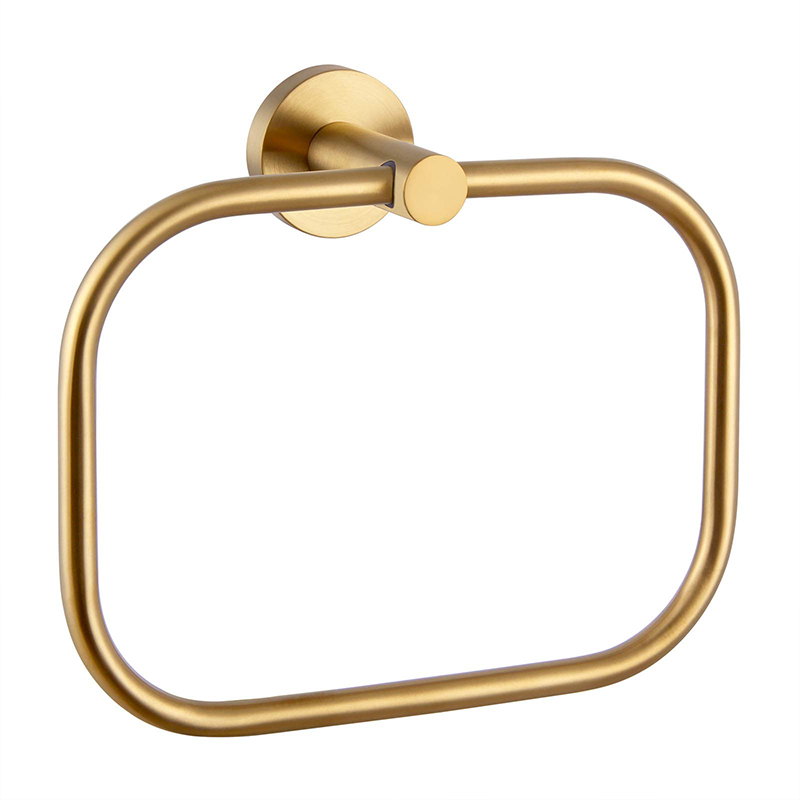 Square towel ring brushed gold