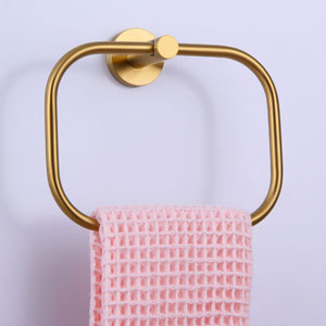 Brushed gold towel ring