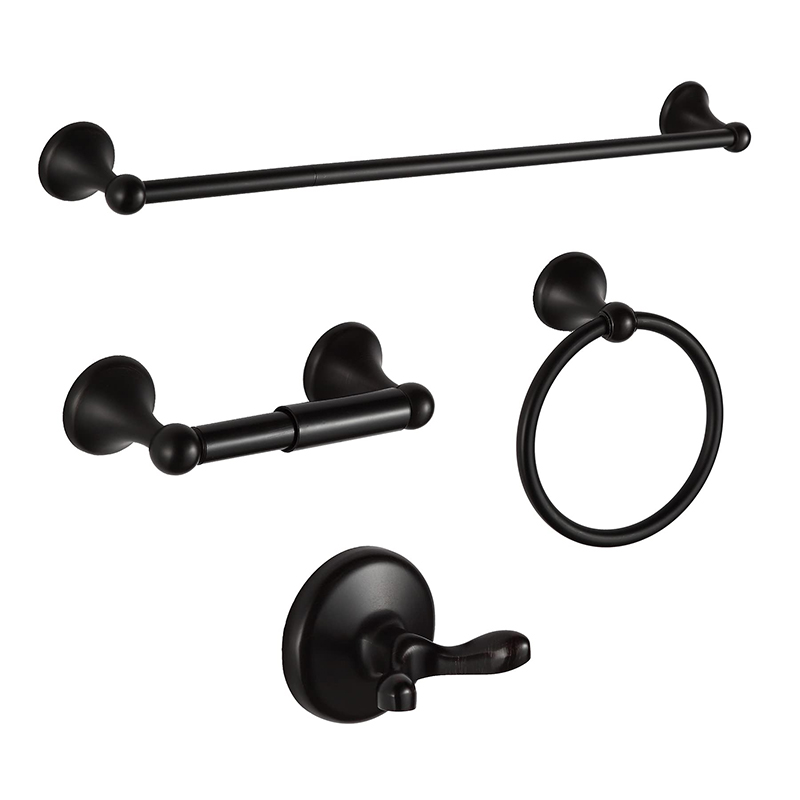 Adjustable towel bar 4-piece wall-mounted set